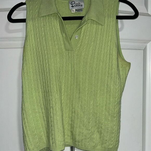Lilly Pulitzer Women's XL Green Cashmere Sleeveless Sweater Vest - Picture 1 of 5